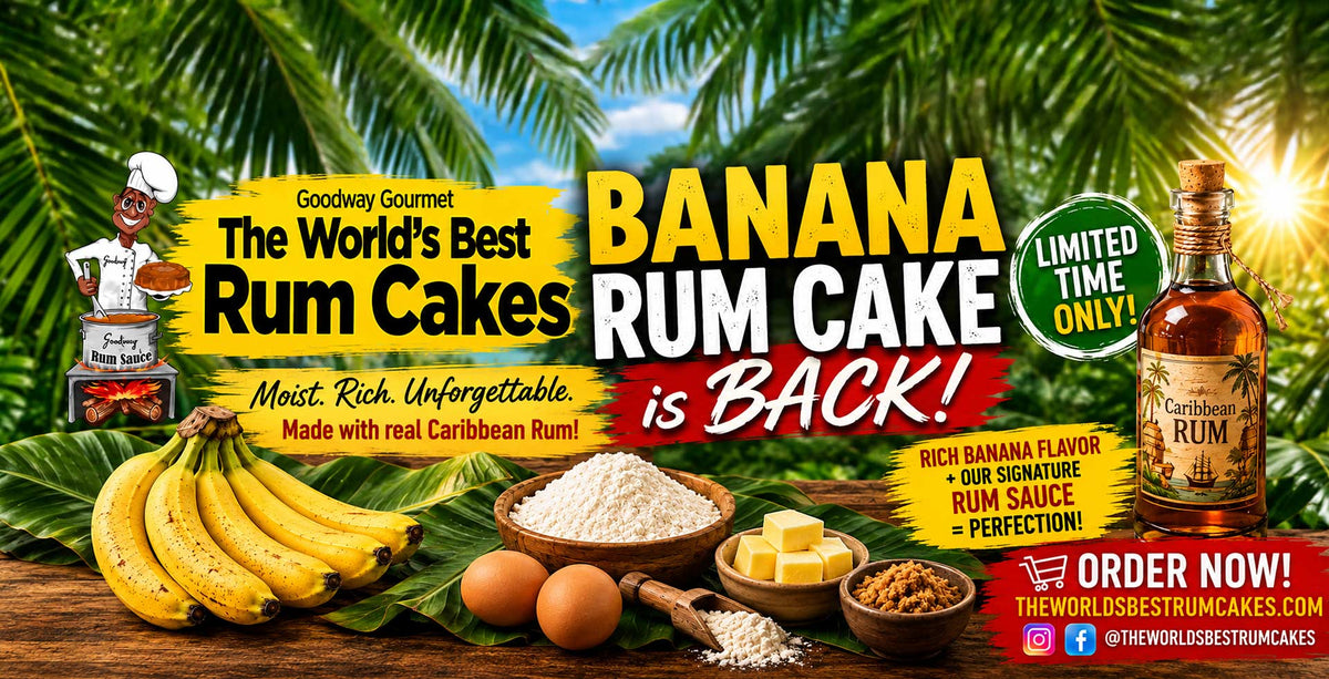 advertisement for a Riipe Banana flavor of the month with images of cakes ingredients