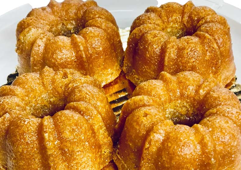 Bundt cakes on a white plate